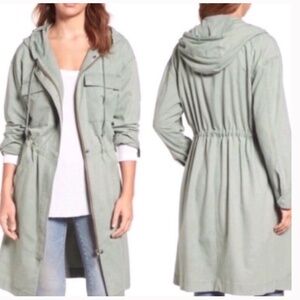 Treasure & Bond Army Green Utility Cargo Trench Coat Size L